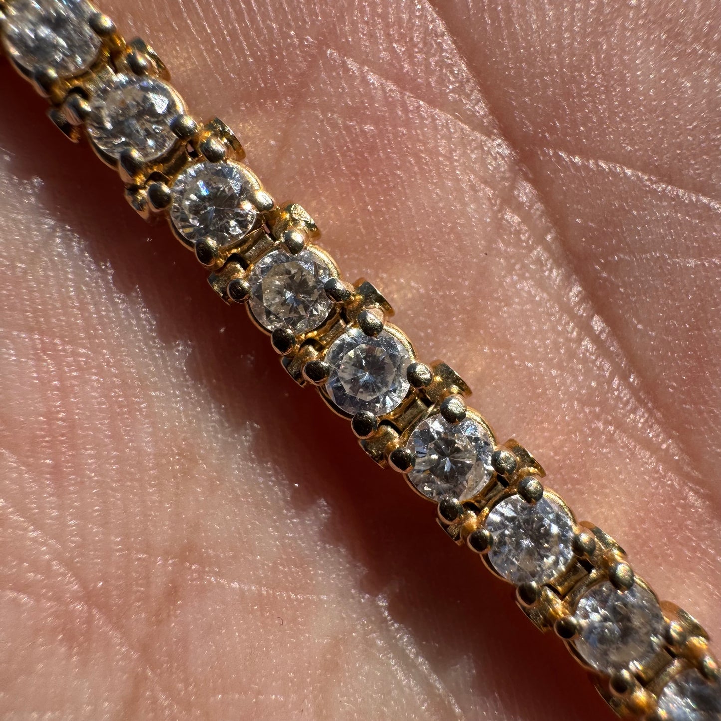 Vintage Solid 14k Yellow Gold 4.0ctw Natural Diamond Tennis Bracelet (6.5”)