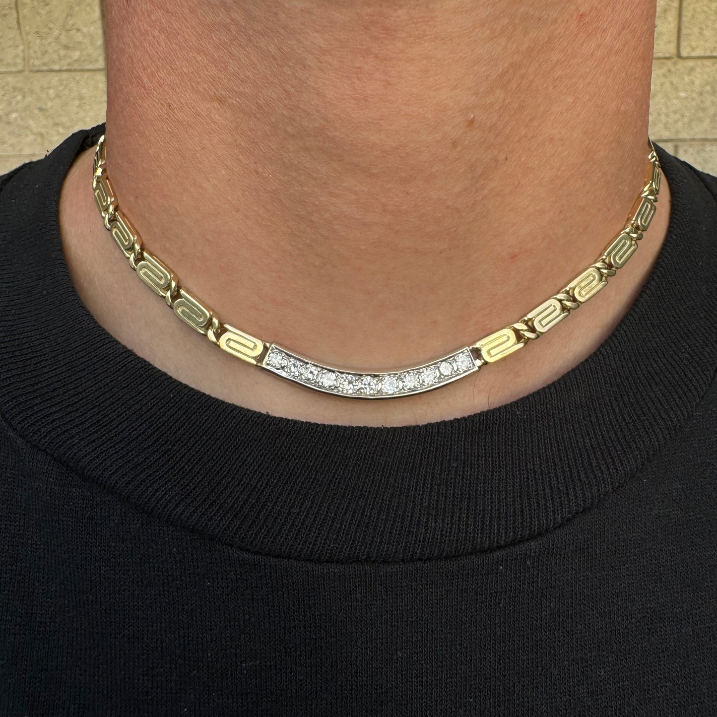 Vintage Custom Made 2.75ctw Natural Diamond 14k Gold Heavyweight Snail Link Necklace (15.75”)