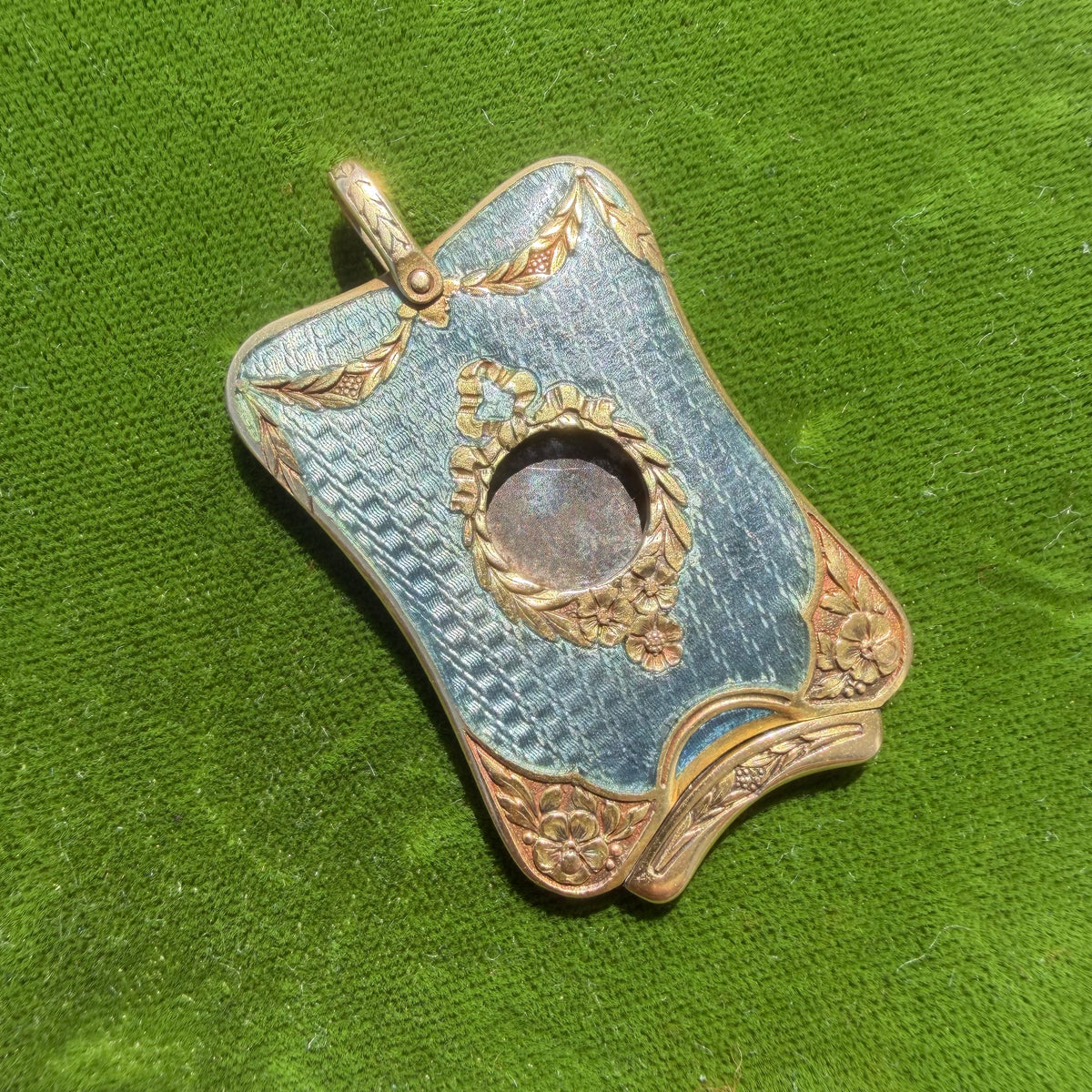 Victorian French 18k Yellow Gold Guilloche Enameled Watch Chain Cigar Cutter Fob Necklace Set (14”)