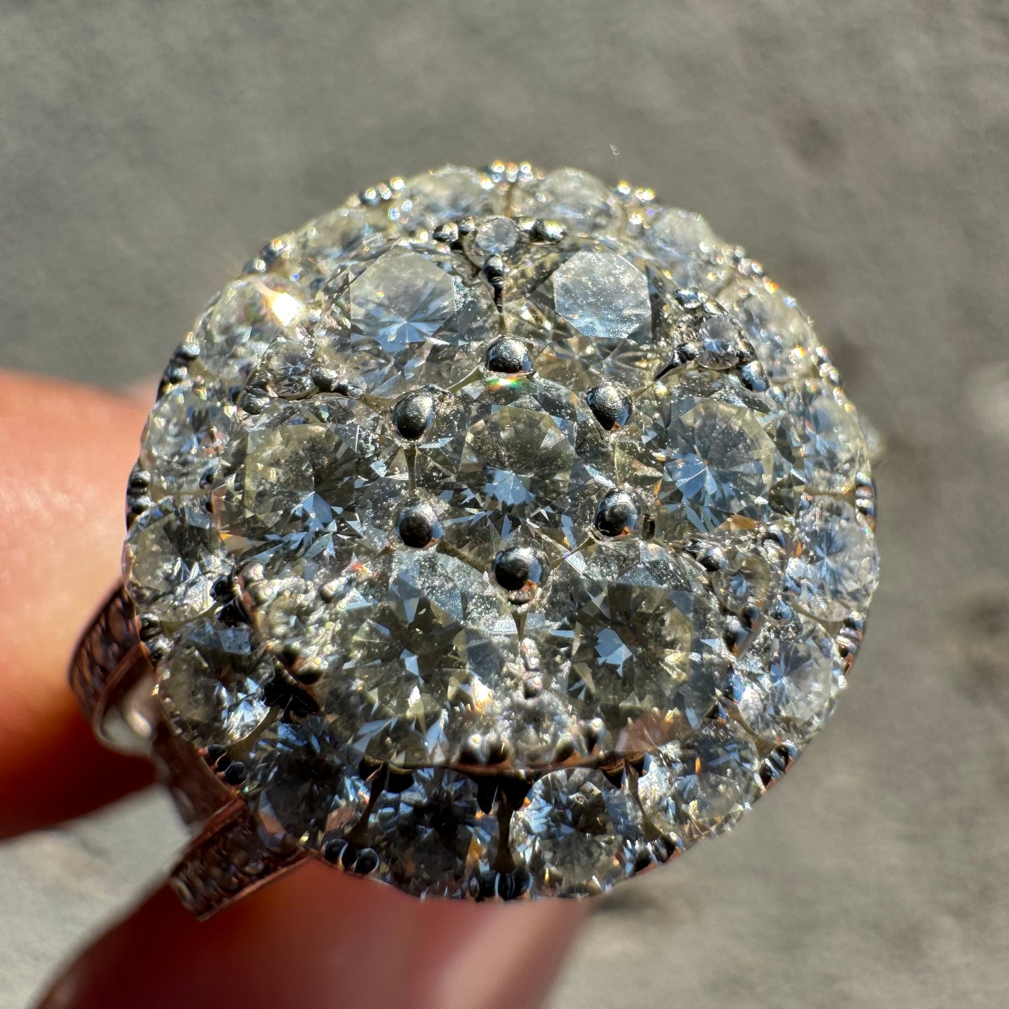 14k White Gold 2.85 Natural VS Diamond Cluster Ring (8.5)