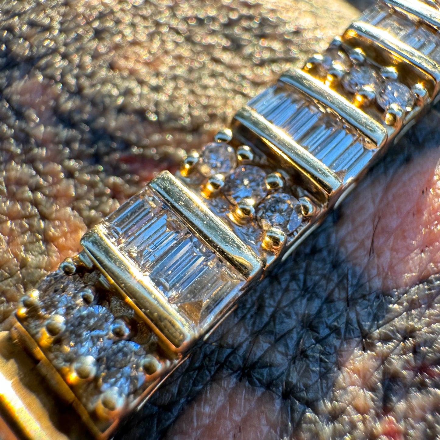 Vintage 5.0CTW Natural Diamond Custom Made 14k Yellow Gold Bracelet (6.75”)