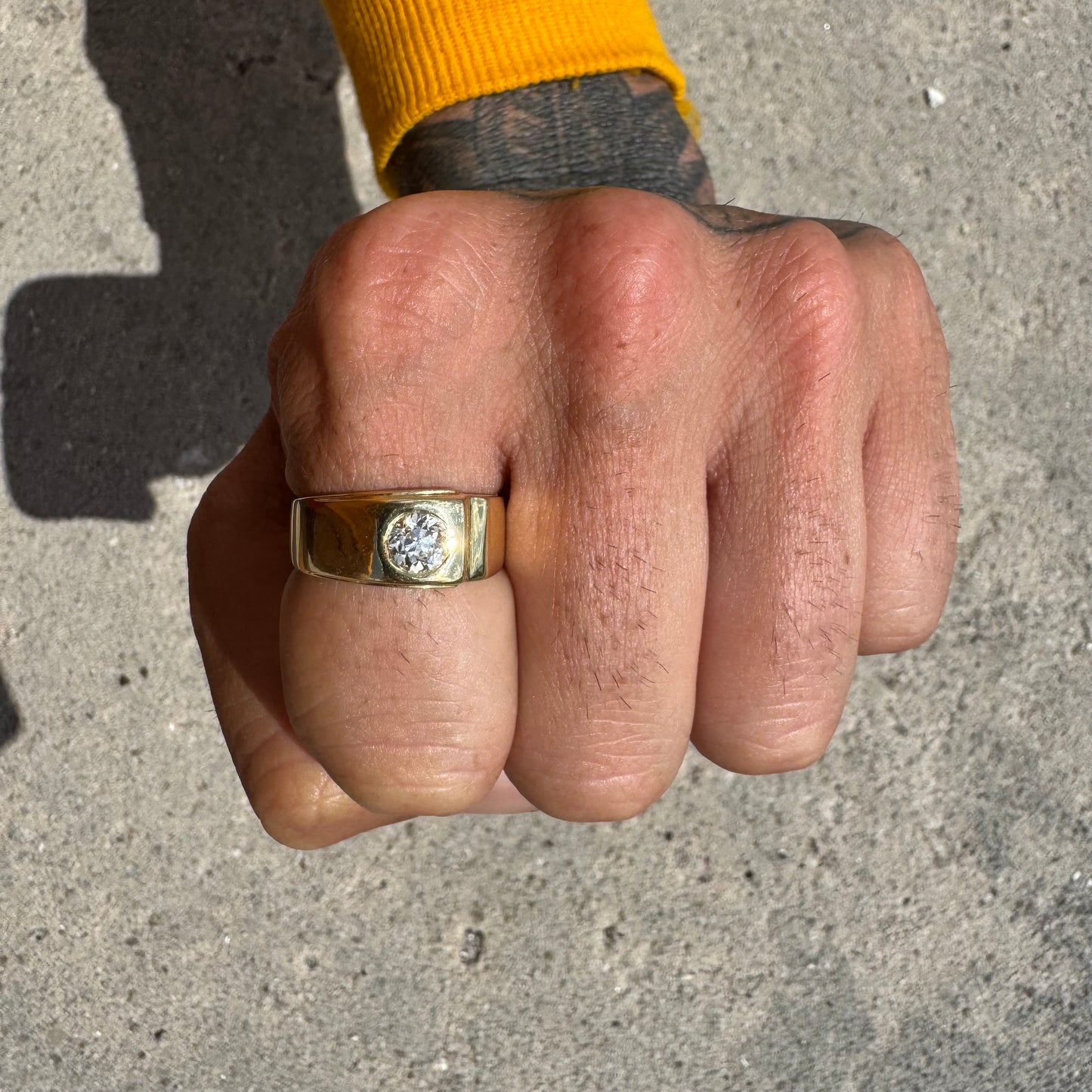 Vintage .73ct Old Euro Cut Natural Diamond Solid Backed 18k Yellow Gold Ring (9.5)