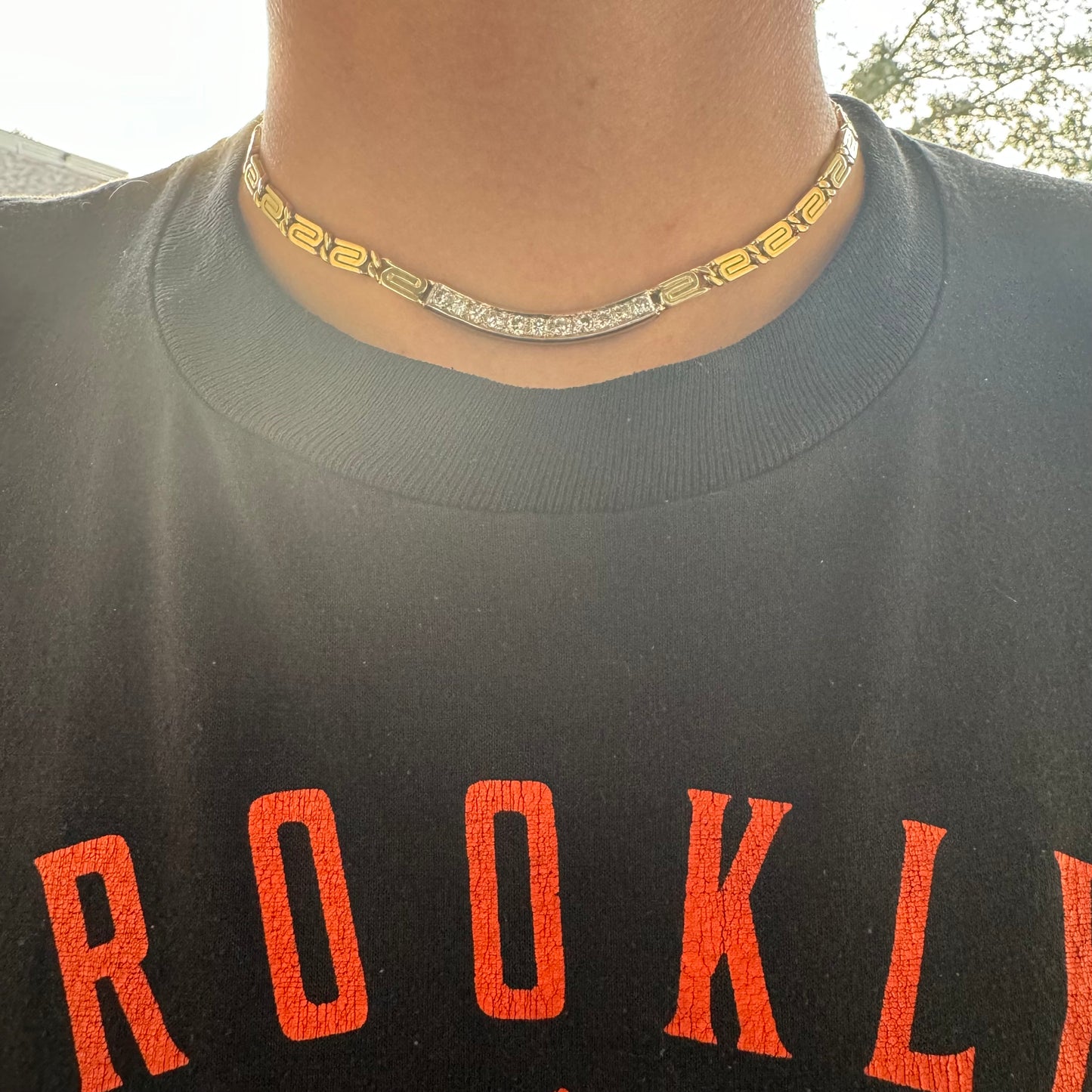 Vintage Custom Made 2.75ctw Natural Diamond 14k Gold Heavyweight Snail Link Necklace (15.75”)