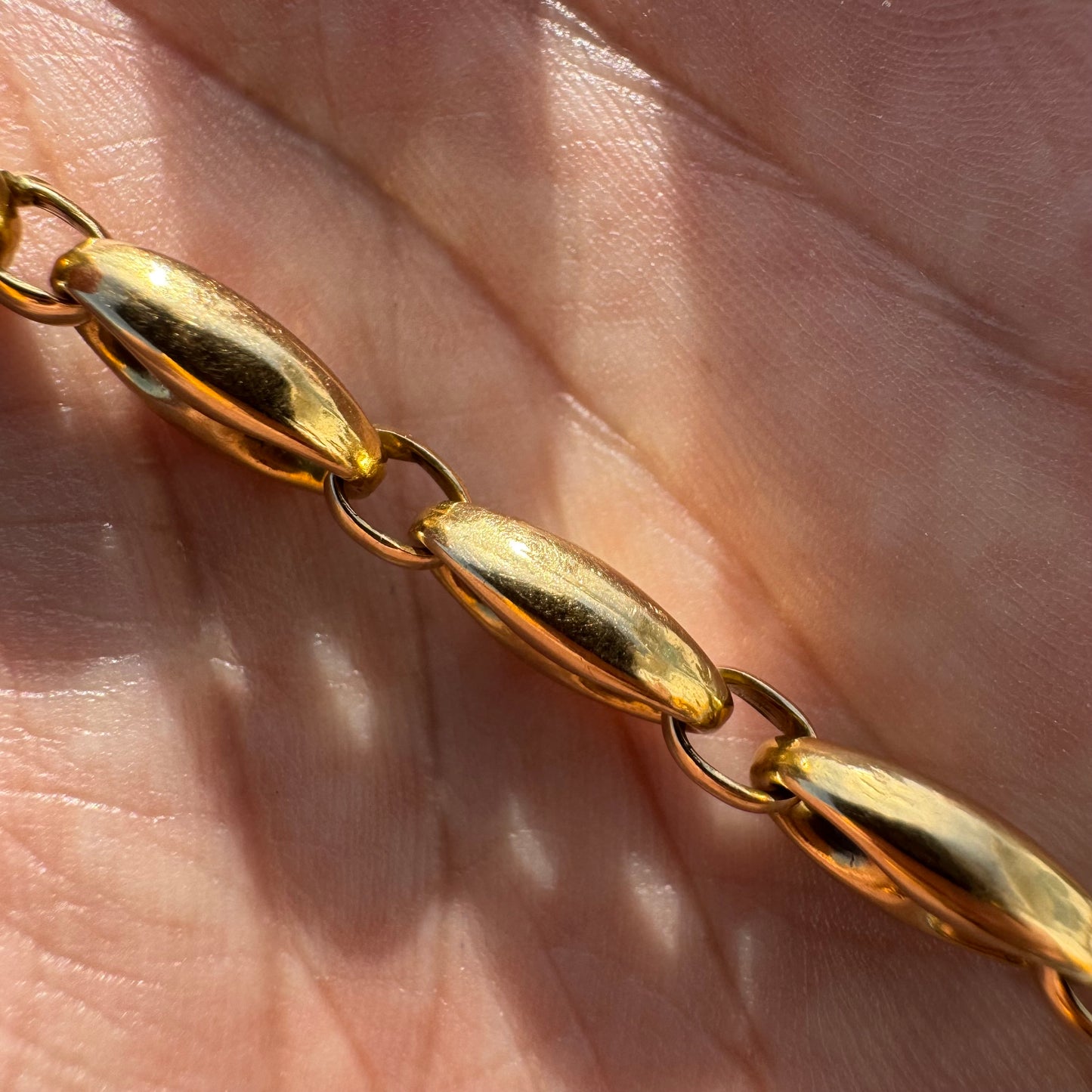 Vintage 18k Yellow Gold Chunky Puffed Mariner Link Bracelet (7”)