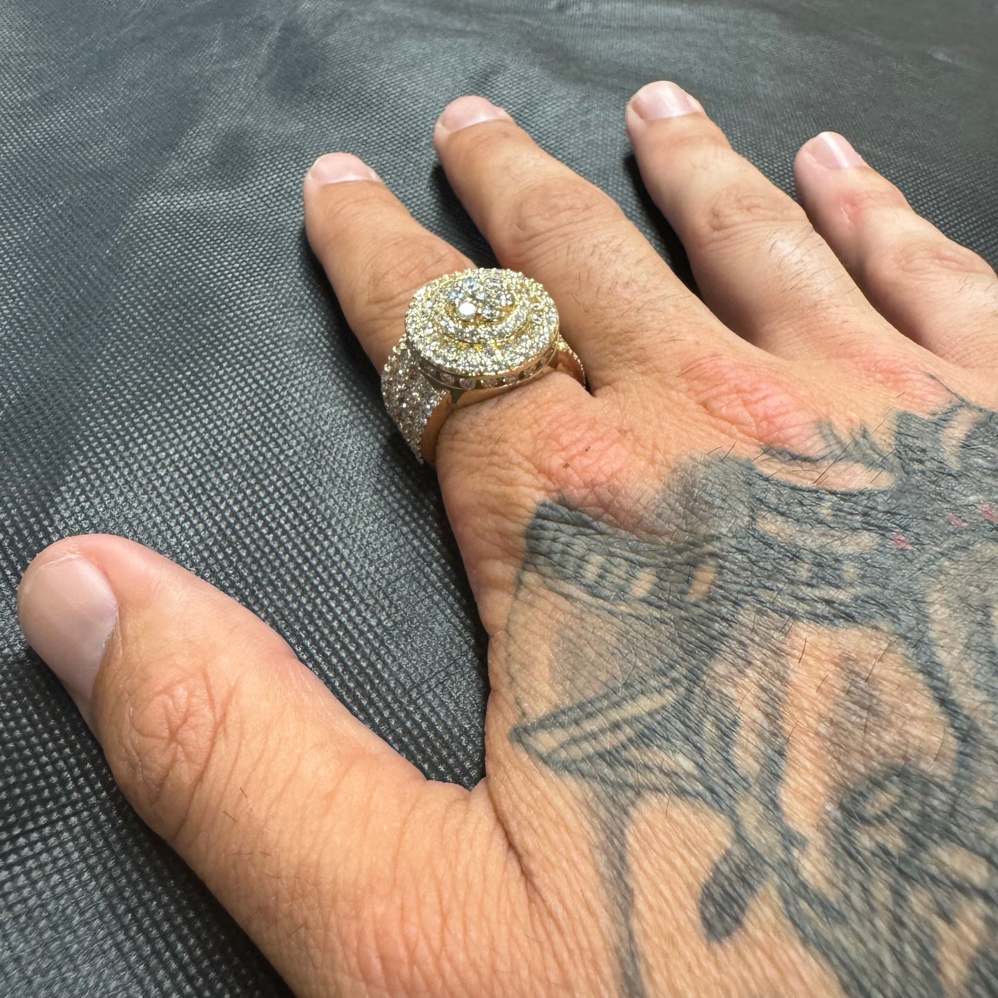 Custom 5.25ctw Natural VS Diamond Cluster 14k Yellow Gold Championship Ring (10.5)