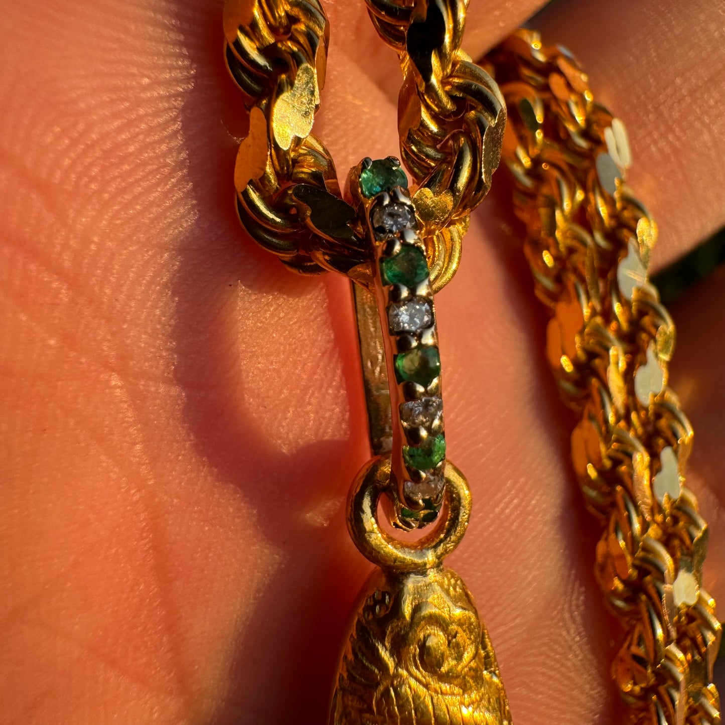 Vintage Pure 24k Solid Gold Asiatic Dragon Knife And Sheath Pendant