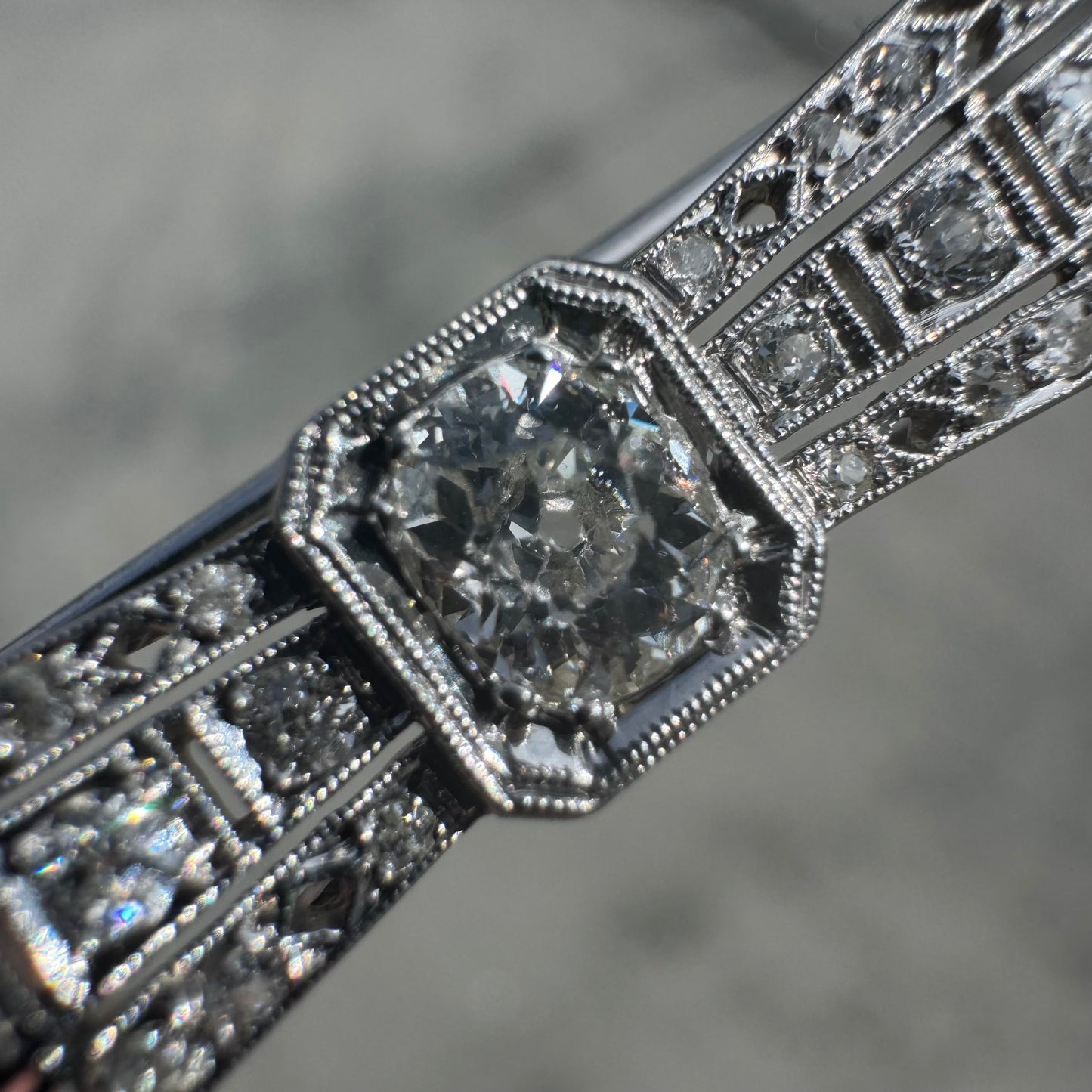 Victorian Solid Platinum 4.25ctw Natural Old Mine Cut Diamond Brooch