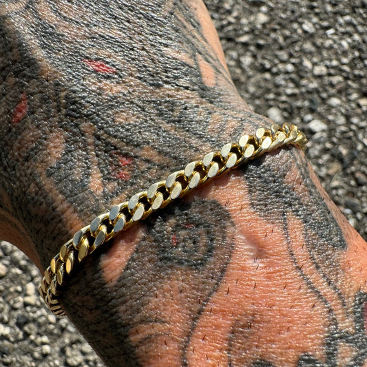 Solid 14k Yellow Gold Cuban Link Bracelet (7.5”)
