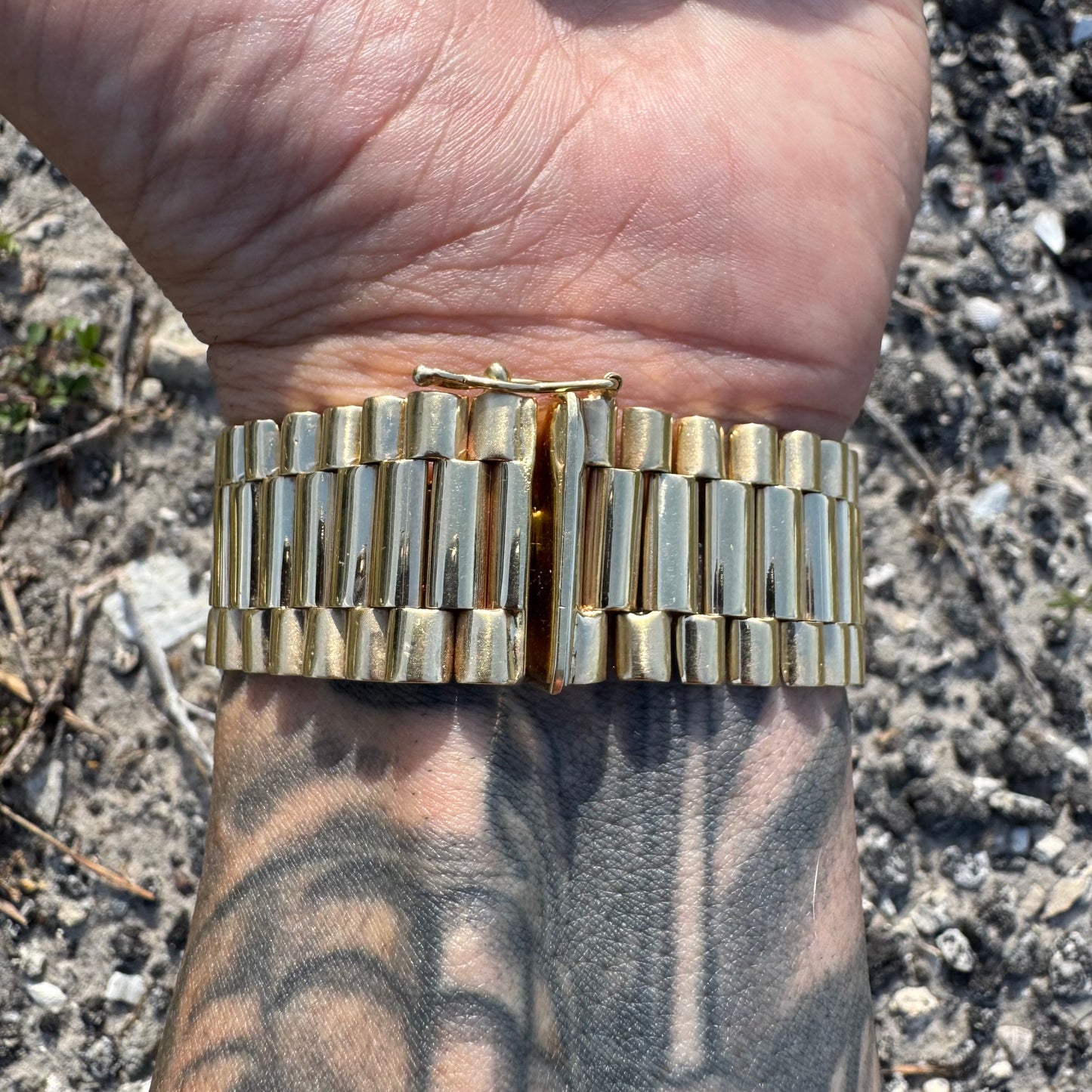 Vintage Solid 14k Yellow Gold 6.0ctw Natural Emerald 2.5ctw Natural Diamond Channel Set Jubilee Bracelet (8.25”)