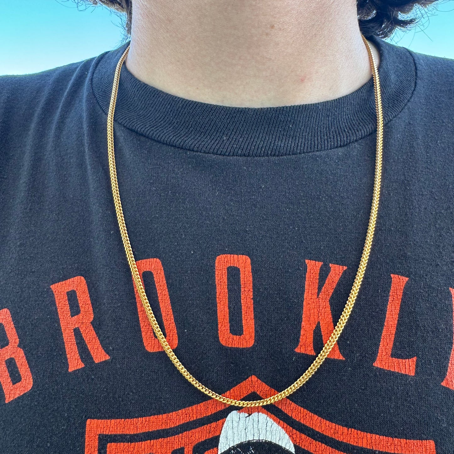 Solid 22k Yellow Gold Franco Link Necklace (24”)