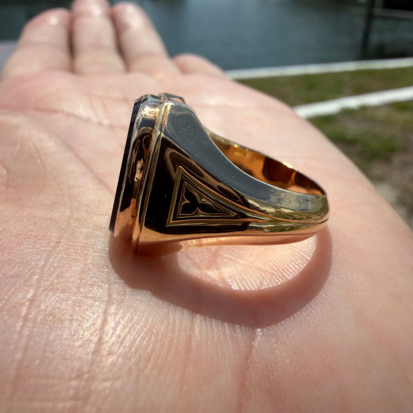 1930’s Solid 14k Yellow Gold Hermes Carved Carnelian Intaglio Signet Ring (11)