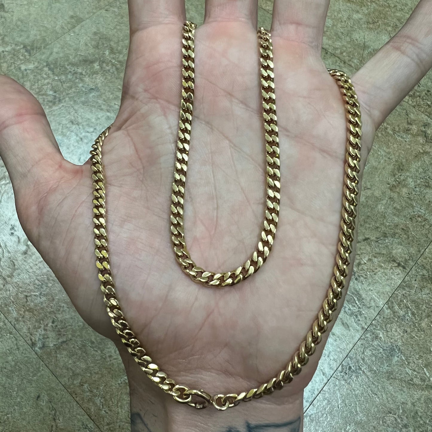 1950’s Solid 14k Yellow Gold Old School Cuban Link Necklace (20.5”)