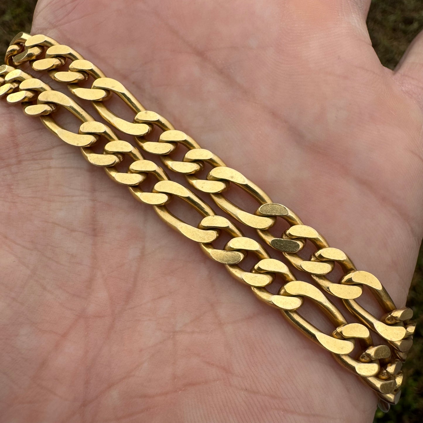 Circa 1970’s Solid 14k Italian Yellow Gold Curbed Figaro Link Necklace (23.5”)
