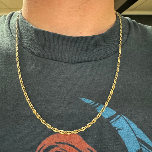 Vintage Solid 14k Yellow Gold Puffed Gucci Mariner Link Necklace