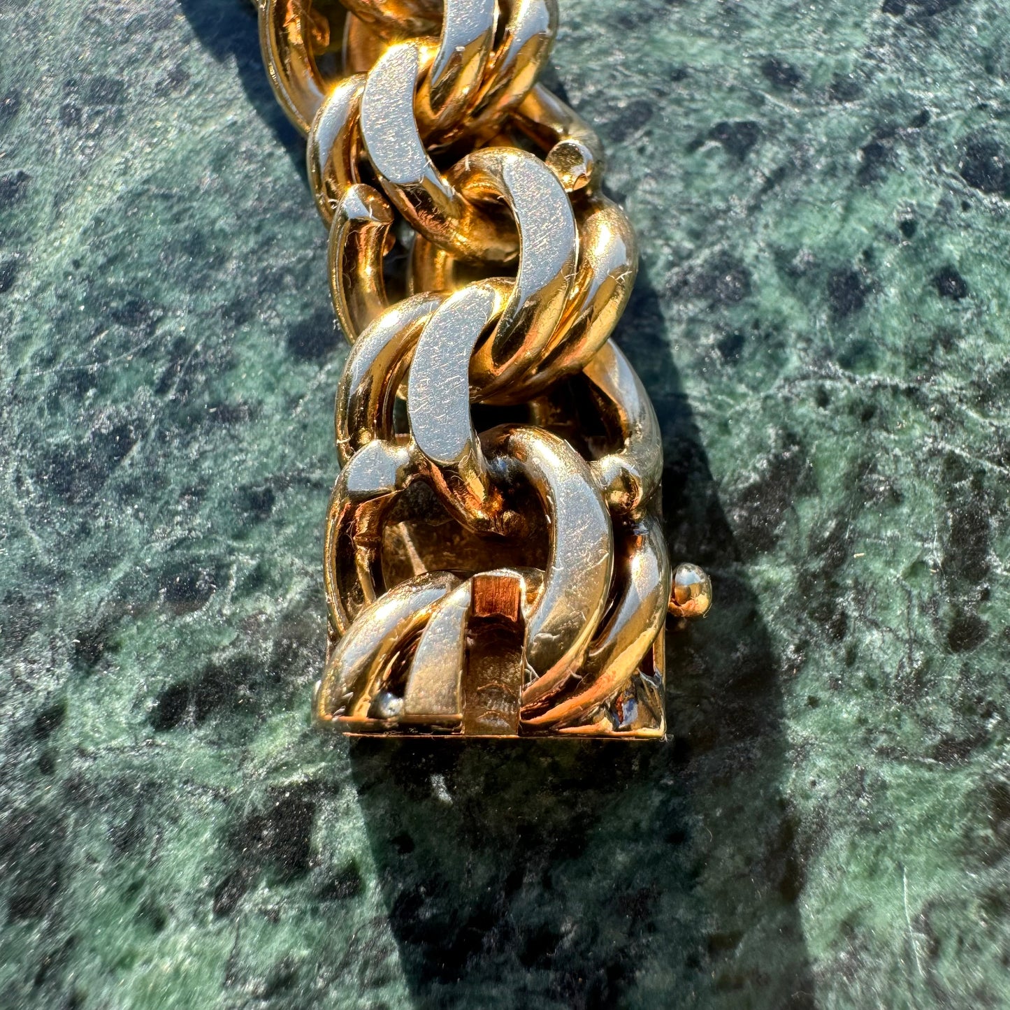 Mid-Century Tiffany & Co. Solid 14k Yellow Gold Heavyweight Chunky Chino Link Bracelet (8”)
