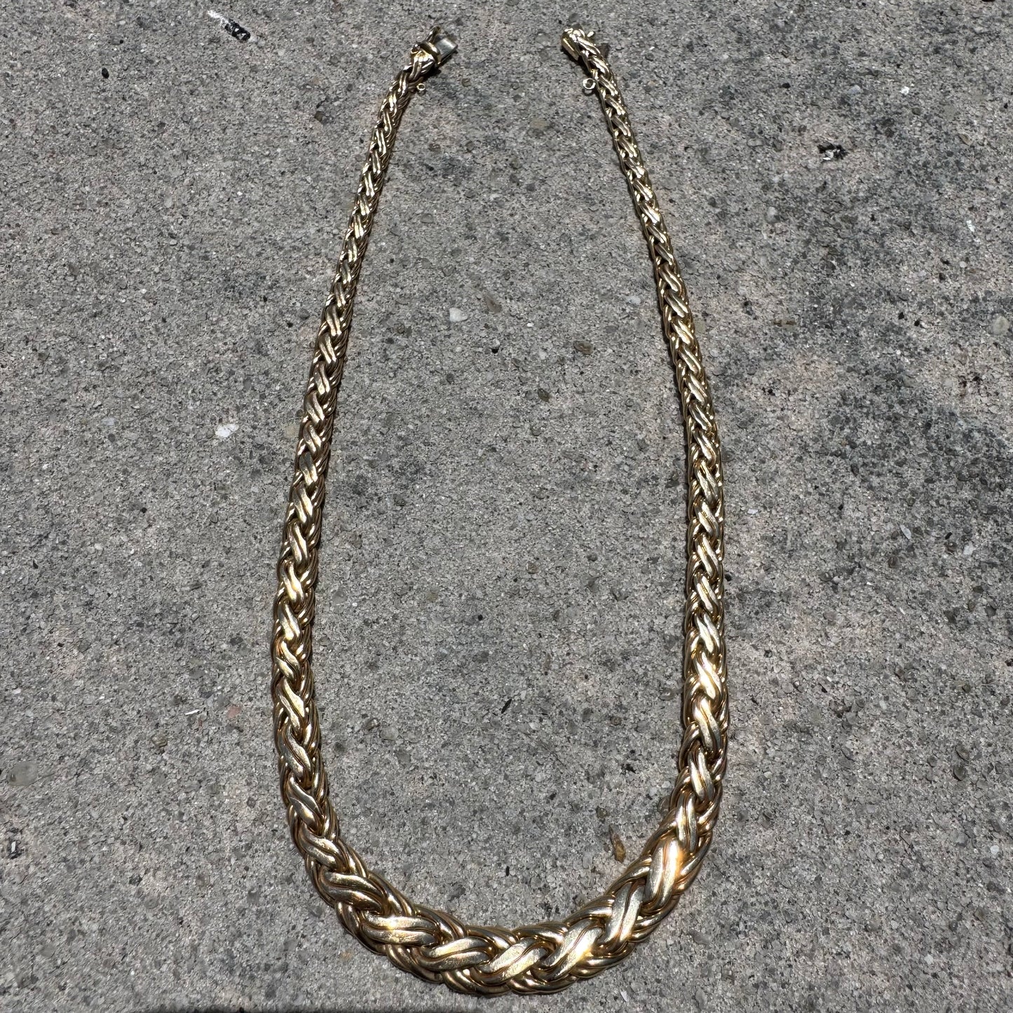 Vintage Tiffany & Co. 14k Yellow Gold Tapered Weaved Byzantine Link Necklace (16.25”)