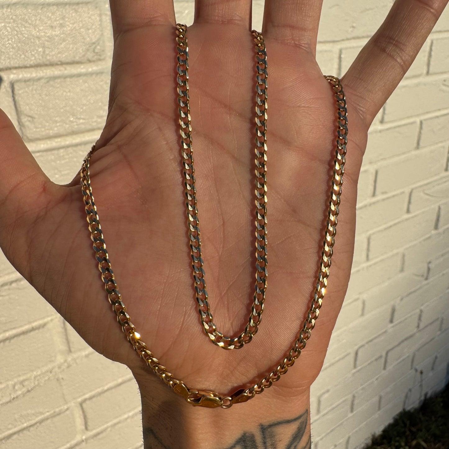 Vintage Solid 14k Yellow Gold Knife Edged Cuban Curb Link Necklace (20.5”)