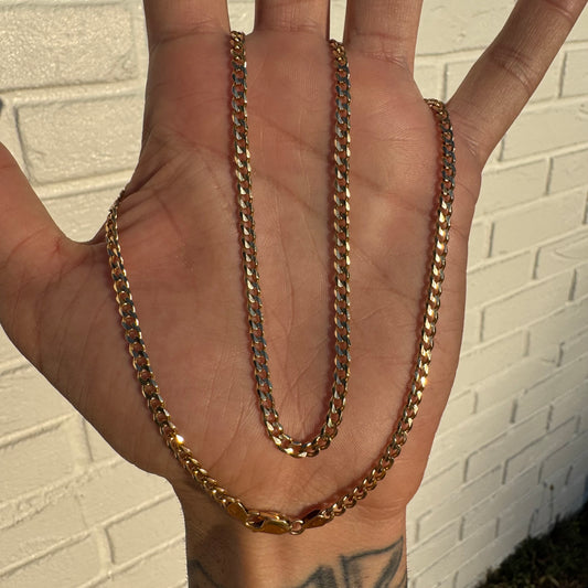 Vintage Solid 14k Yellow Gold Knife Edged Cuban Curb Link Necklace (20.5”)