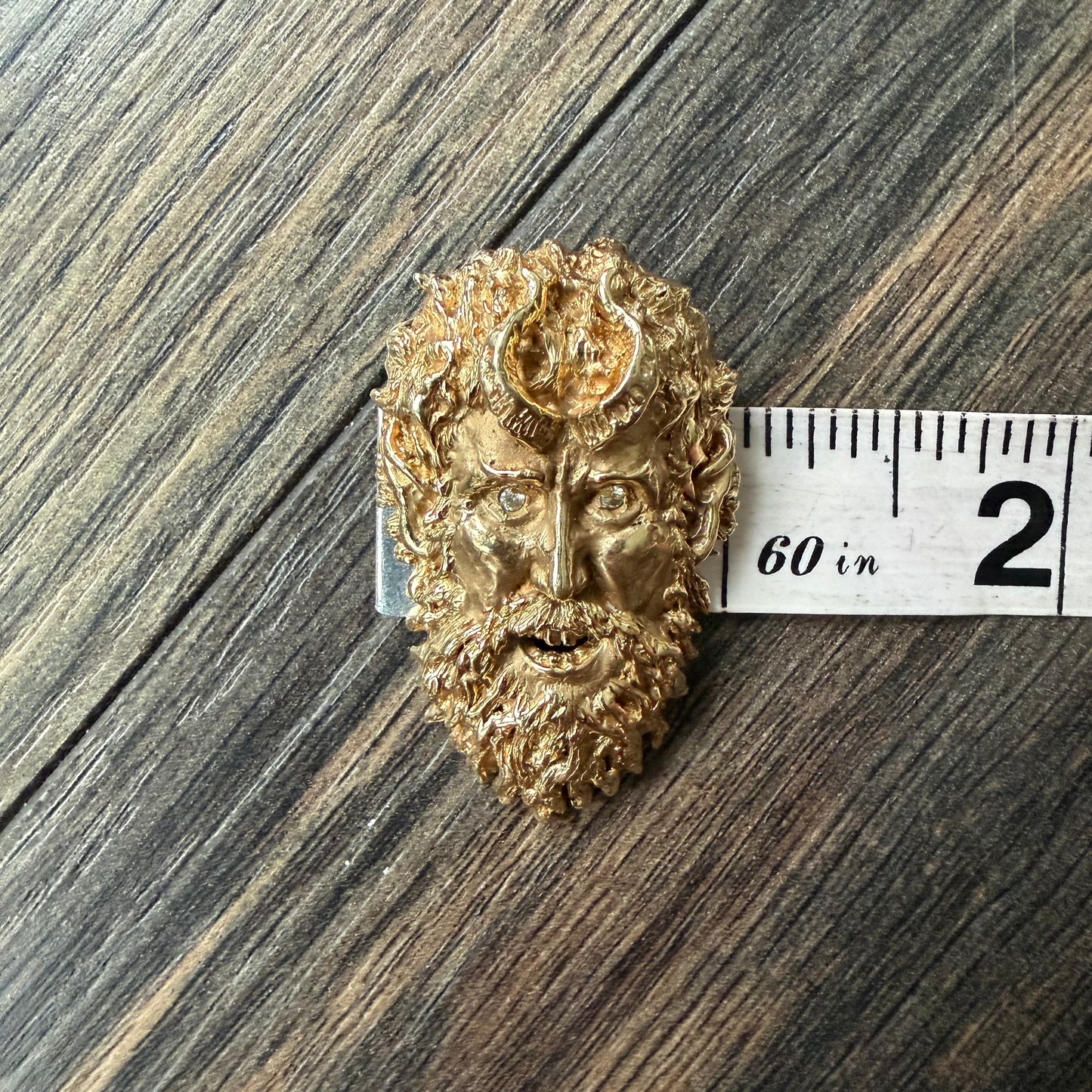 Vintage Solid 14k Yellow Gold Large Dionysus/Bacchus Pendant