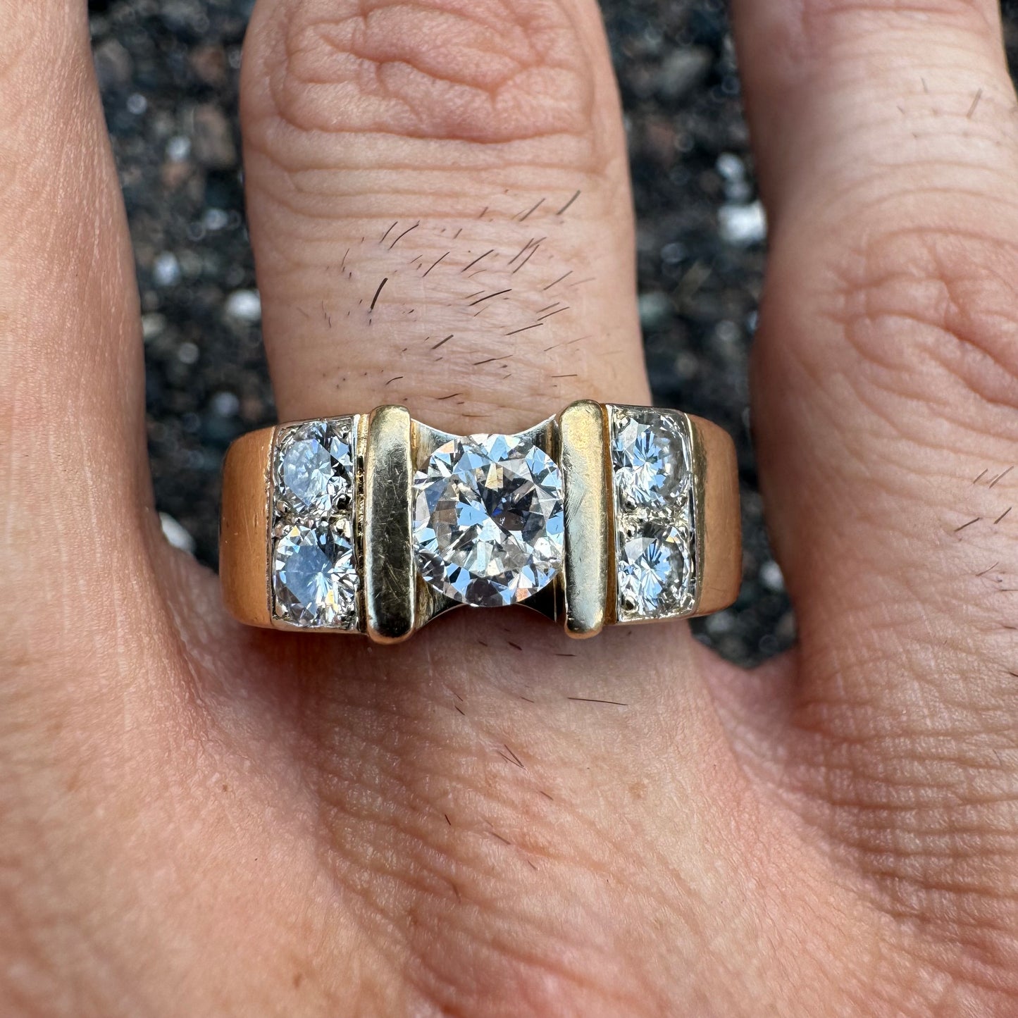 Vintage 1.25ctw Natural Diamond Solid 14k Yellow Gold Heavyweight Custom Ring (8)