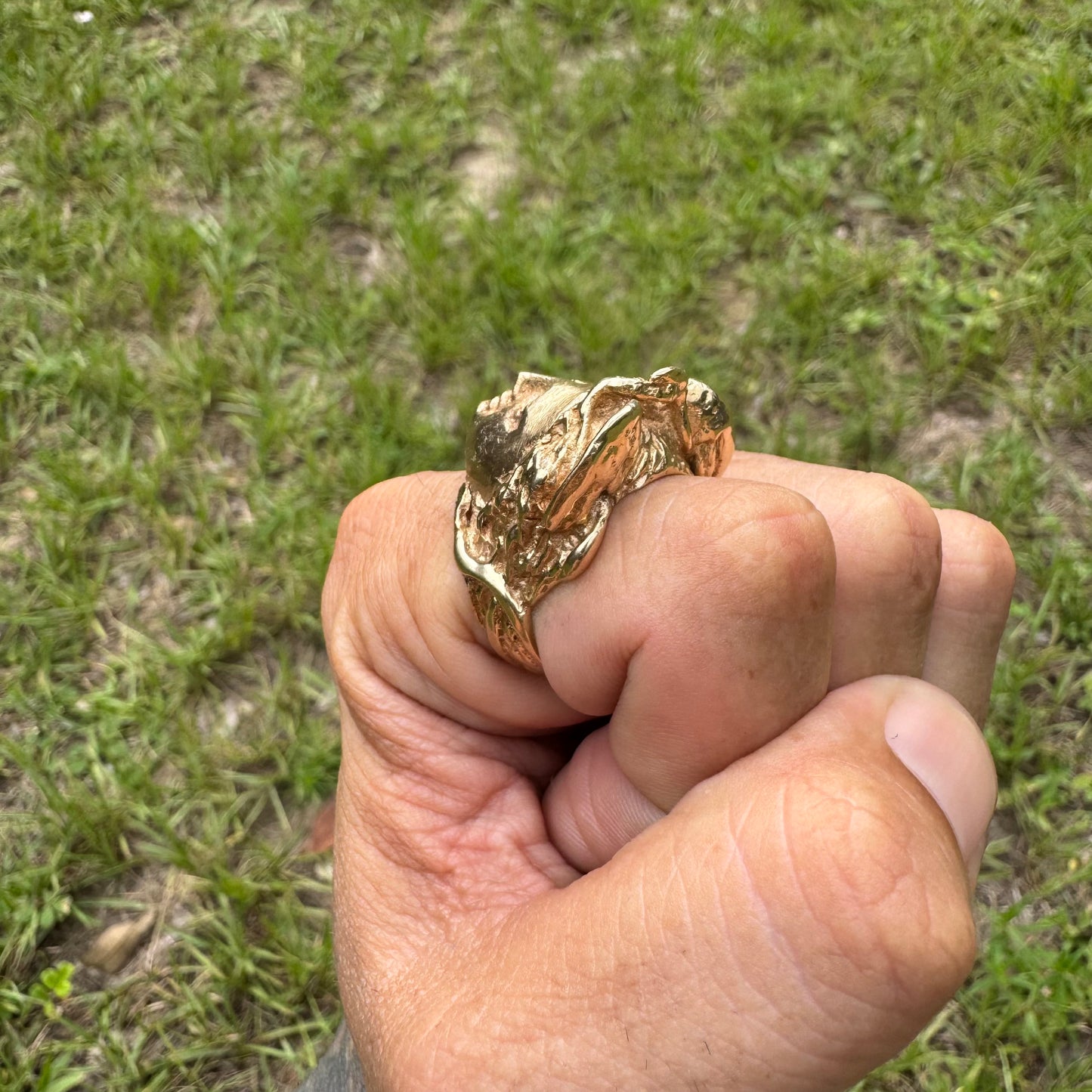 Vintage Solid 14k Yellow Gold Large Heavyweight Medusa Rodanini Ring (9)