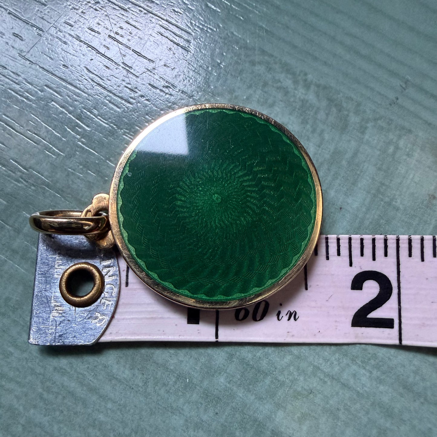 1950’s Cartier Solid 18K Yellow Gold Guilloche Enamel Locket Pendant
