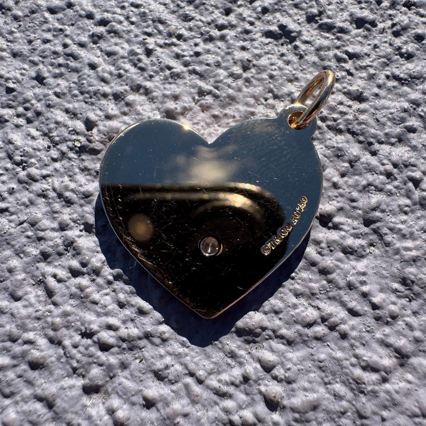 Vintage Tiffany & Co. Solid 18k Gold “With Love” Natural Diamond Heart Pendant