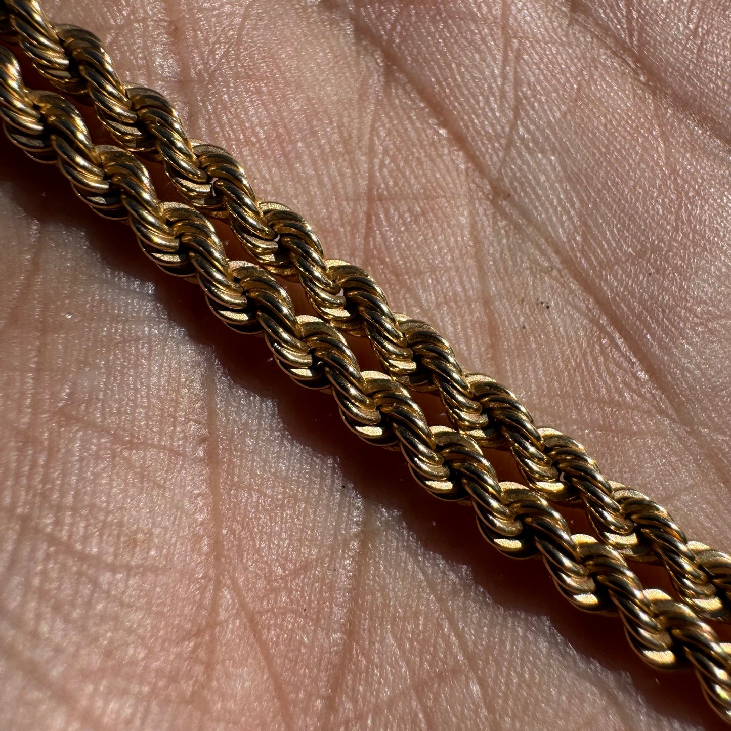 Vintage Solid 14k Yellow Gold Classic Rope Chain Necklace (24.5”)