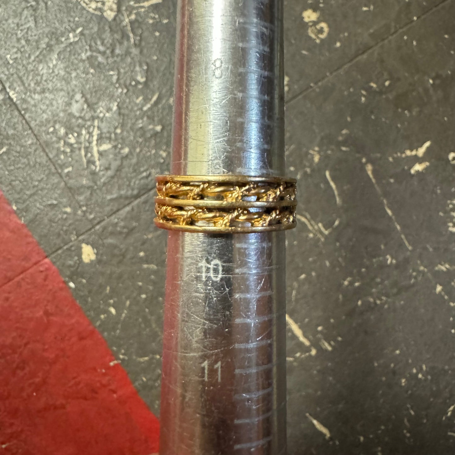 Vintage Solid 14k Yellow Gold Barbed Wire Ring (9.5)