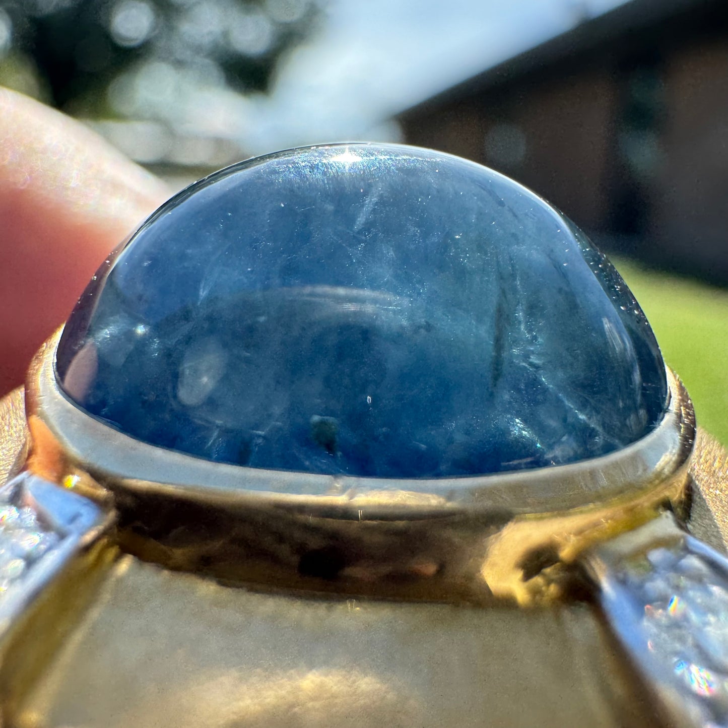 Vintage 10ct Blue Sapphire and .40ctw Natural Diamond 14k Yellow Gold Custom Ring (9)