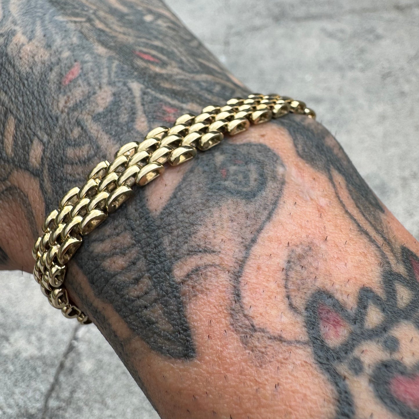 Vintage Solid 14k Yellow Gold Panthère Link Bracelet (7.25”)