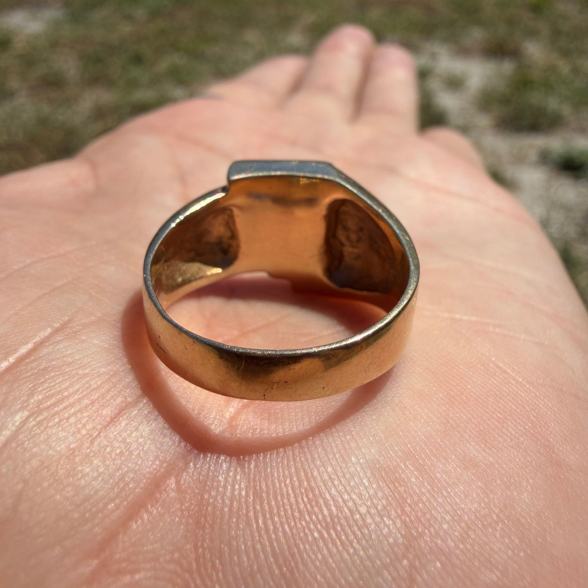 Vintage Native Southwestern Solid 14k Yellow Gold Multi-Stone Inlaid New Mexico State Ring (10)