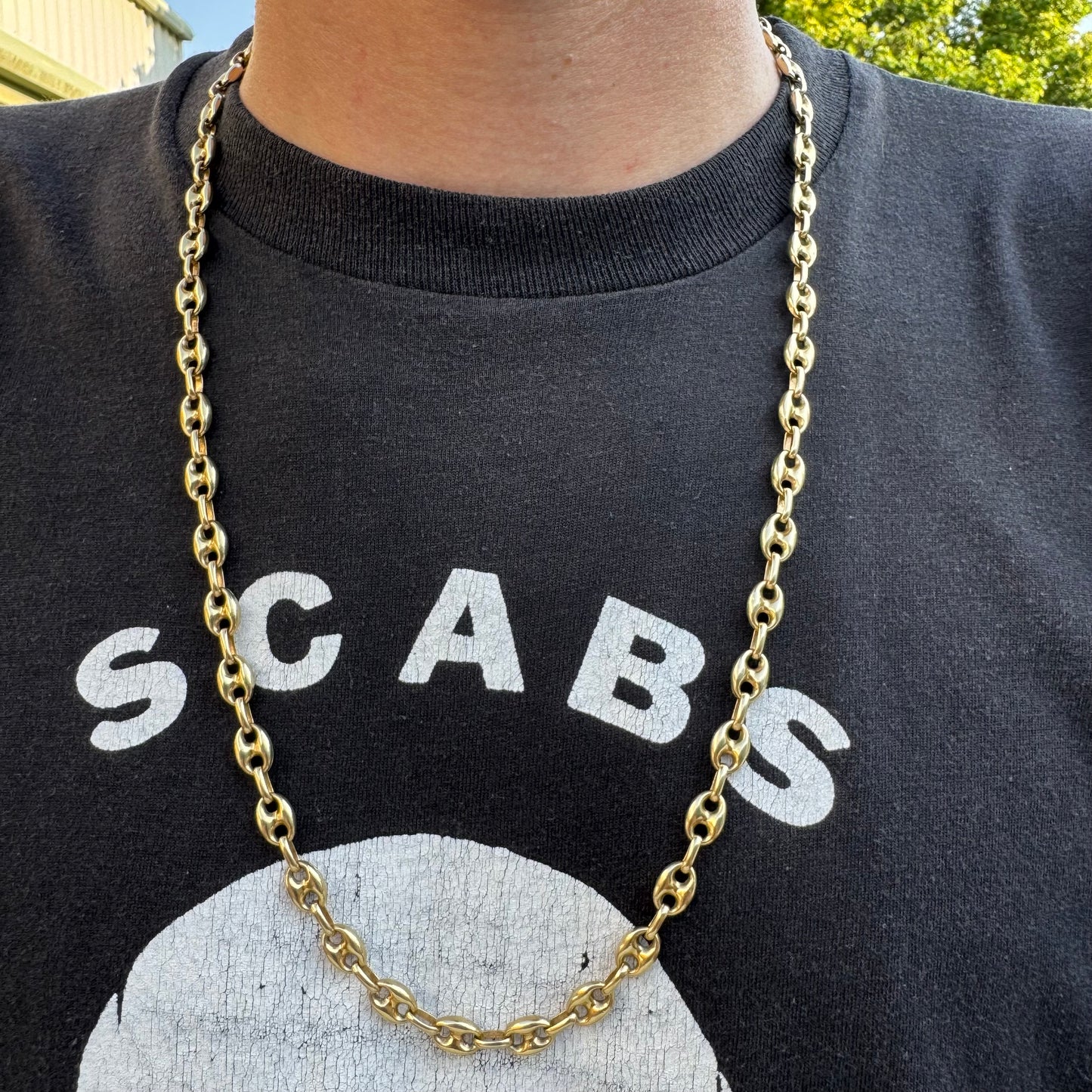 1970’s/80’s Semi-Solid 14k Yellow Gold Classic Puffed Gucci Link Necklace (26.5”)