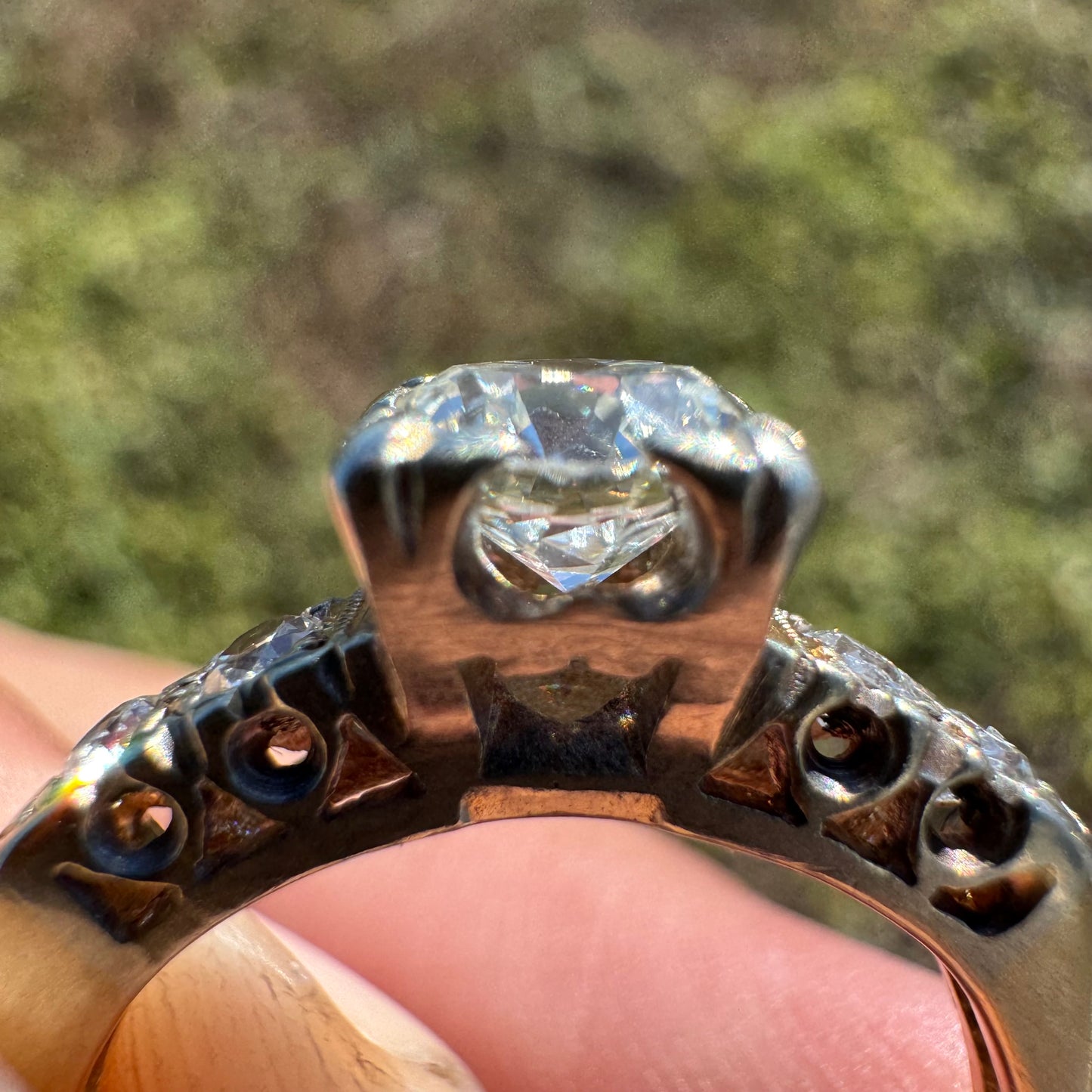 Circa 1930’s Solid 14k Gold 1.50ctw Natural Old Euro Cut Diamond Engagement & Wedding Ring Set (6.5)