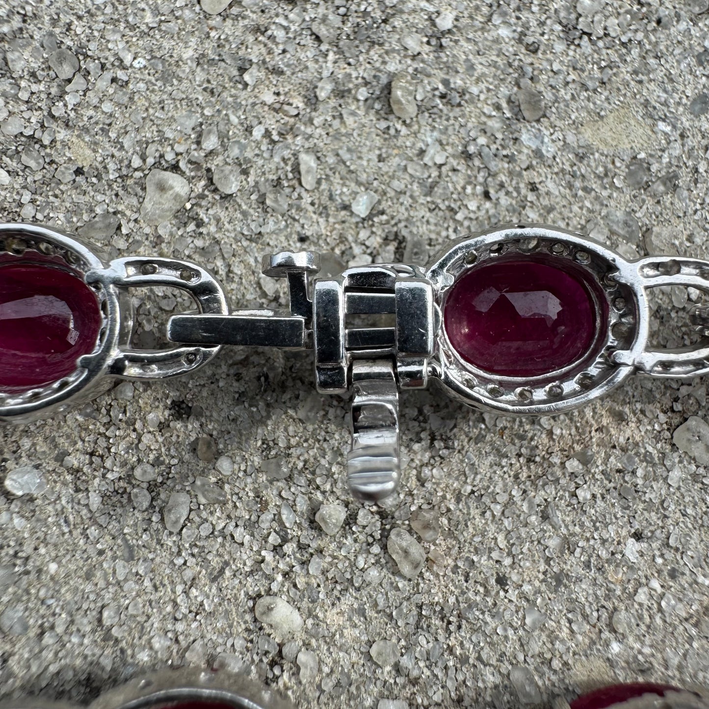 14k White Gold 20ctw Natural Ruby 2.5ctw Natural Diamond Bracelet (7.5”)