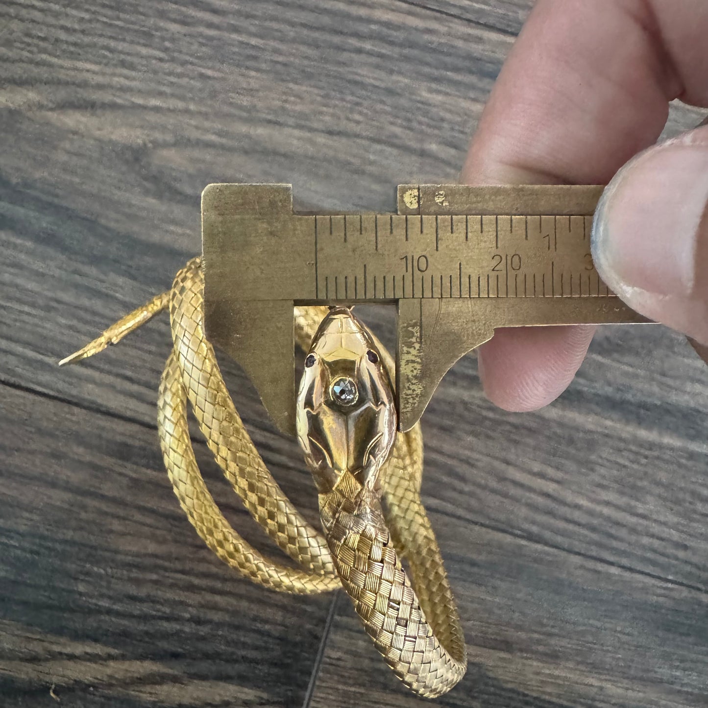 Circa 1840’s Early Victorian 19.7k Yellow Gold Woven Flexible Snake Band (24”)