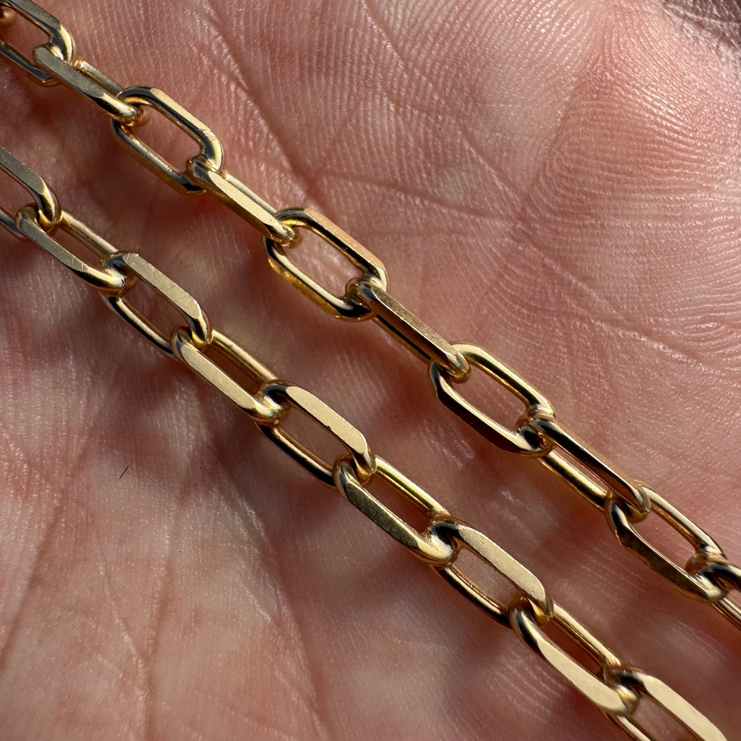 Vintage Solid 14k Yellow Gold Knife Edged “Biker Chain” Anchor Link Necklace (30”)
