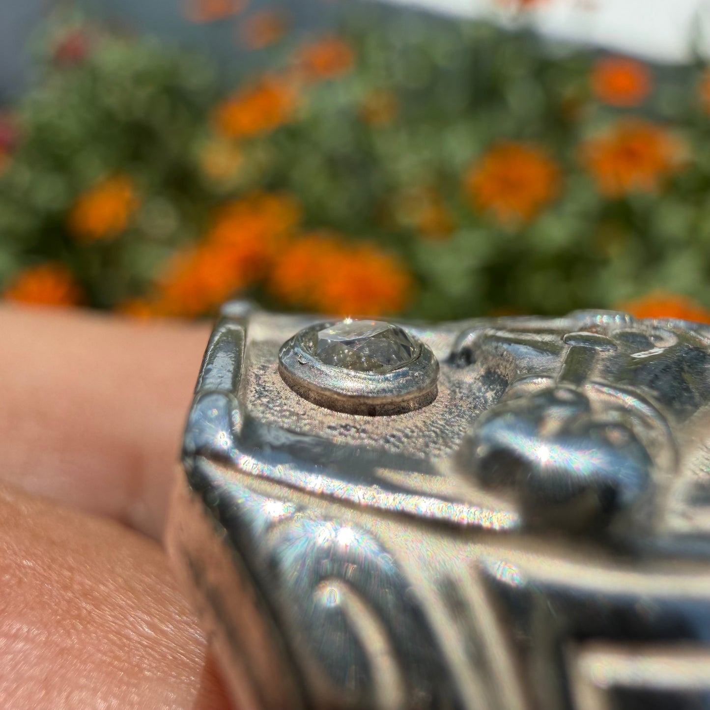 1930’s Bell Trading Post Natural Old Mine Cut Diamond Goodluck Horseshoe Ring (10.25)