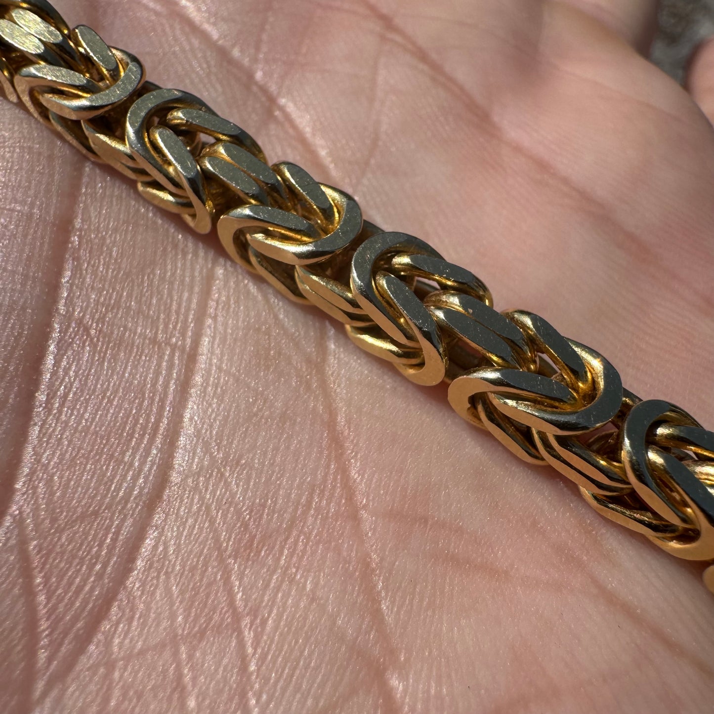 Vintage Solid 14k Yellow Gold Heavyweight Byzantine Link Necklace (20.5”)