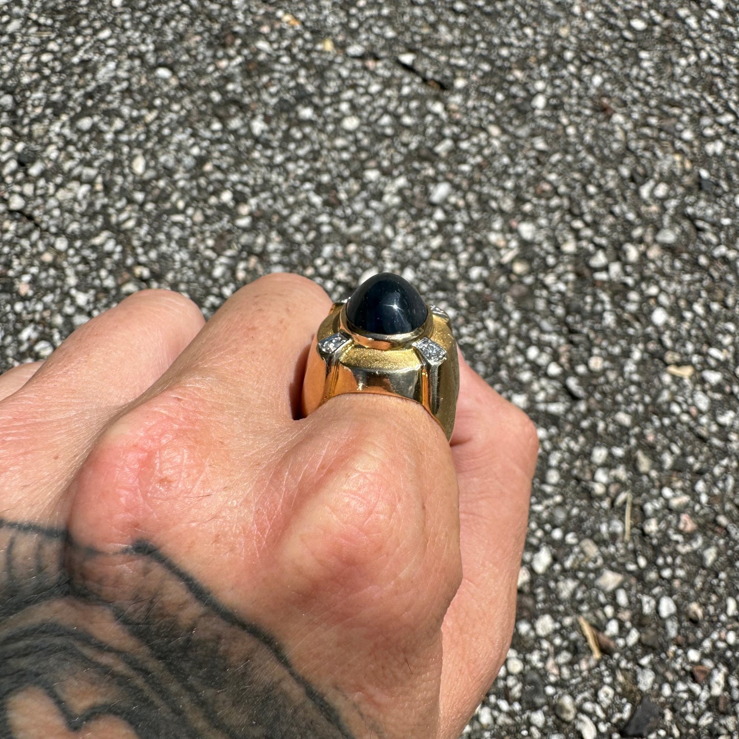 Vintage 10ct Blue Sapphire and .40ctw Natural Diamond 14k Yellow Gold Custom Ring (9)