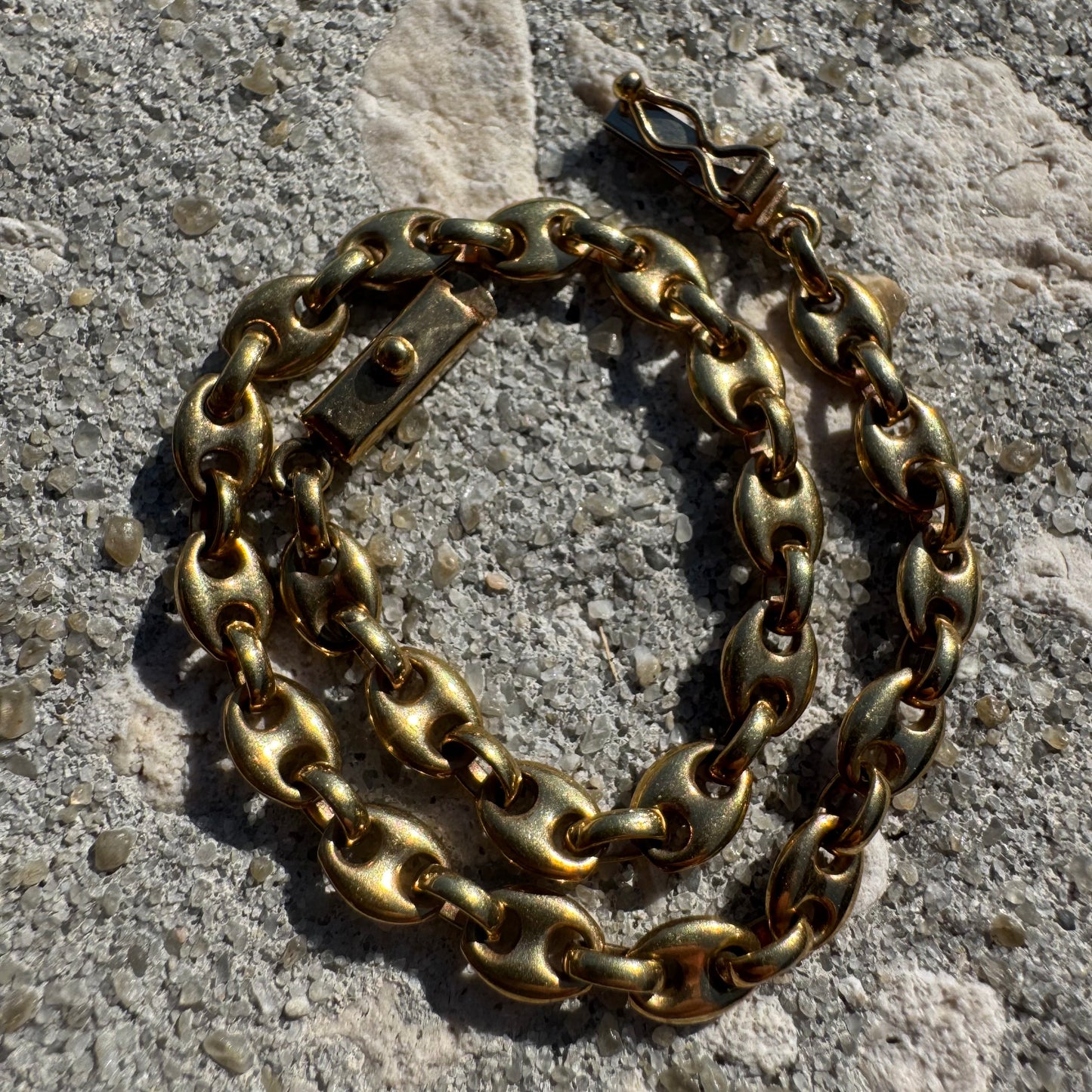 1970’s UnoAerre Solid 14k Yellow Gold Puffed Mariner Link Bracelet (7.5”)
