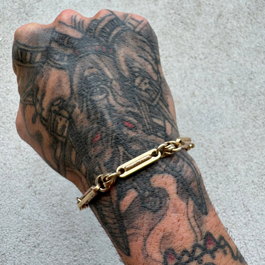 Victorian Solid 14k Gold Fancy Link Watch Chain Bracelet (8.5”)