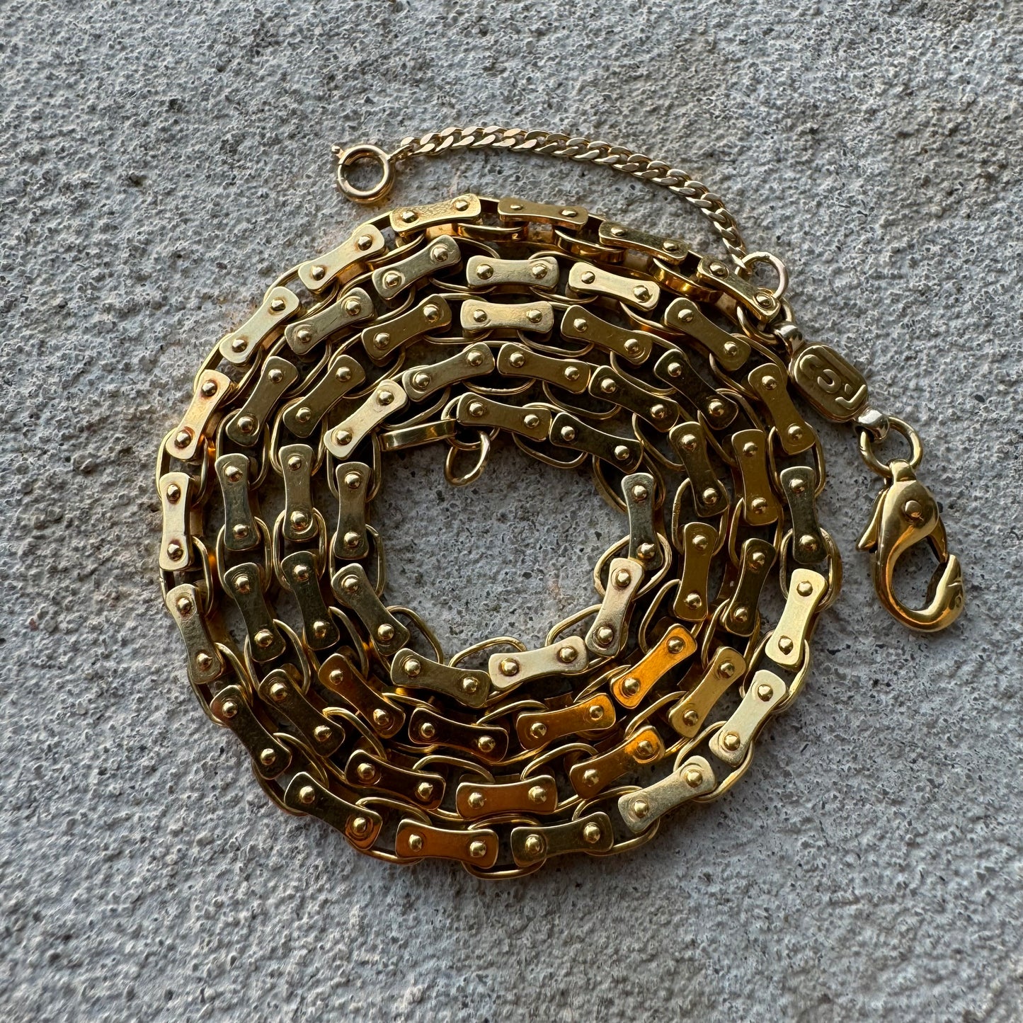 Vintage Designer Made Solid 18k Yellow Gold Heavyweight Drive Chain Link Necklace (22”)