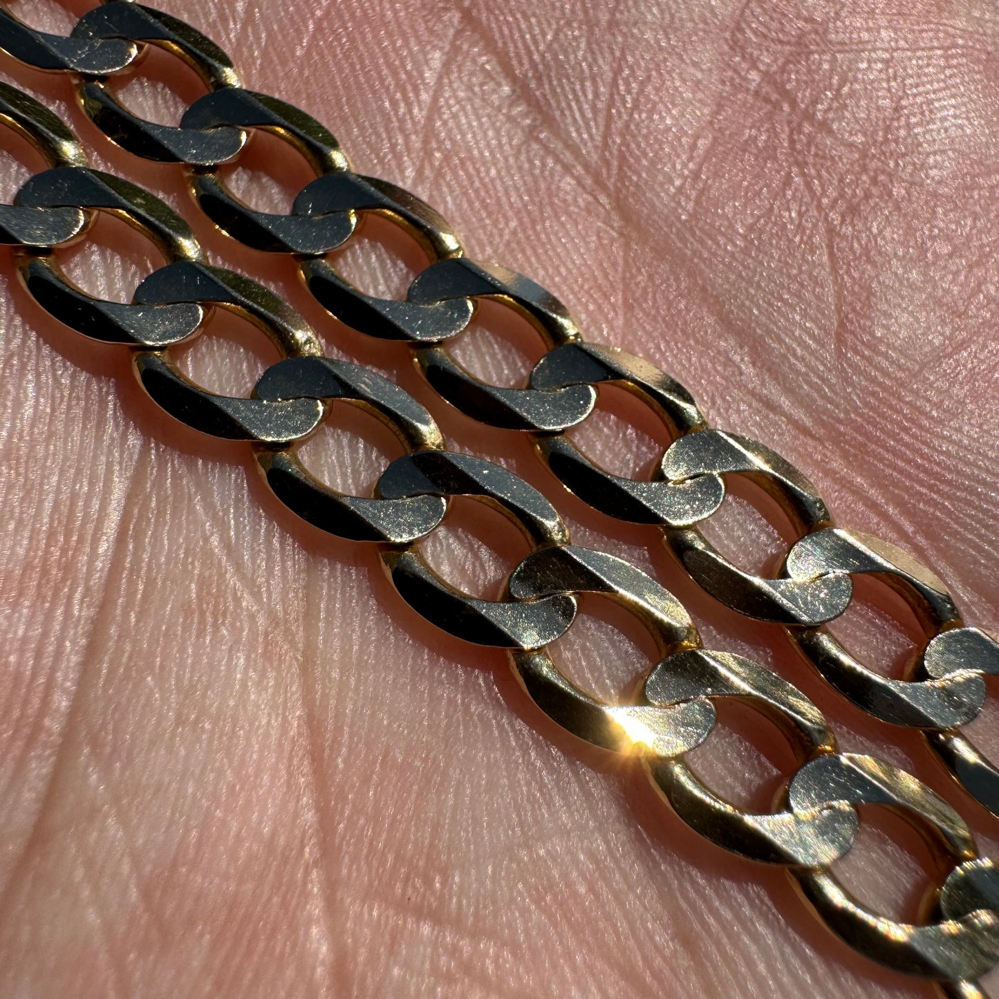 Vintage Solid 14k Yellow Gold Beveled Edge Cuban Link Necklace (20.5”)