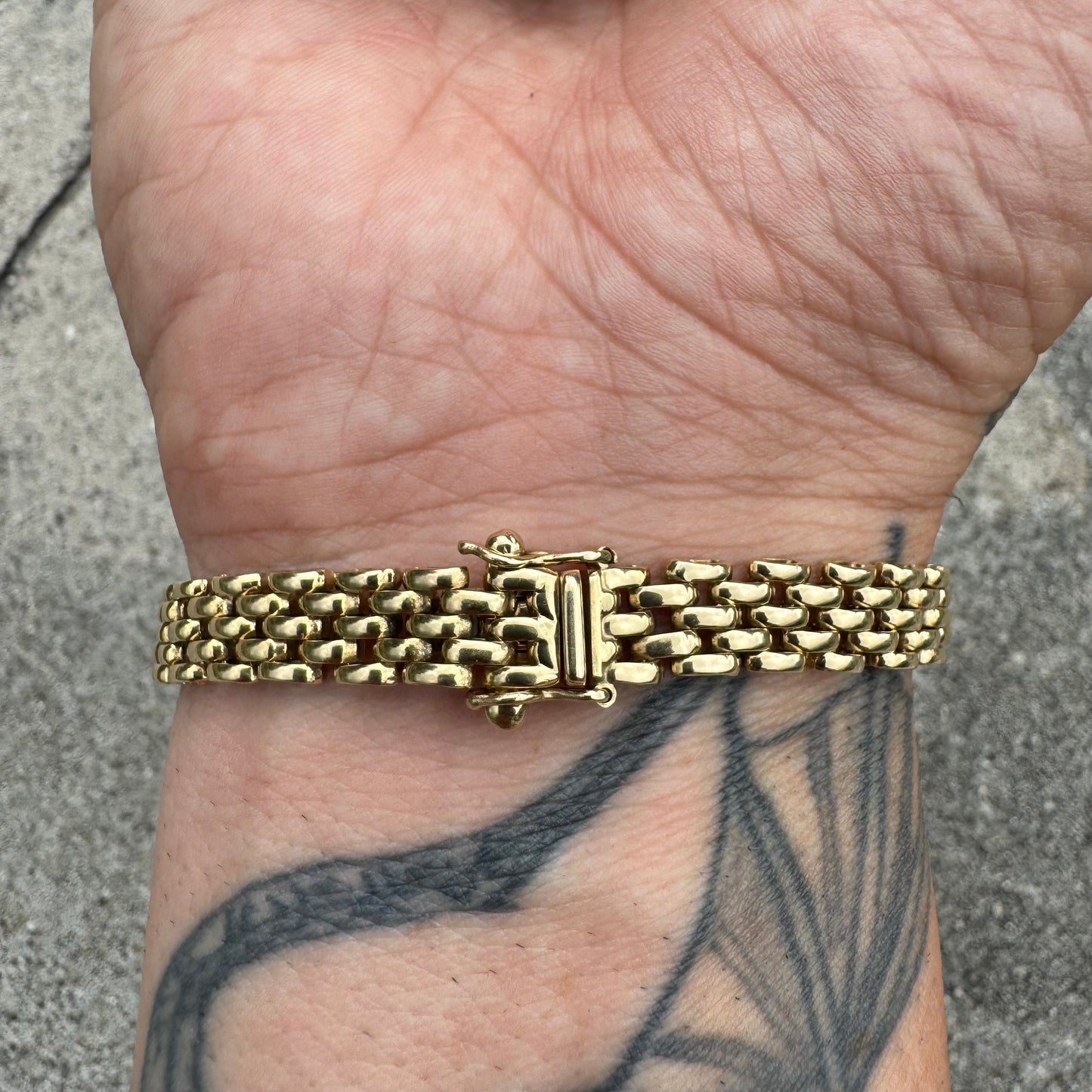 Vintage Solid 14k Yellow Gold Panthère Link Bracelet (7.25”)