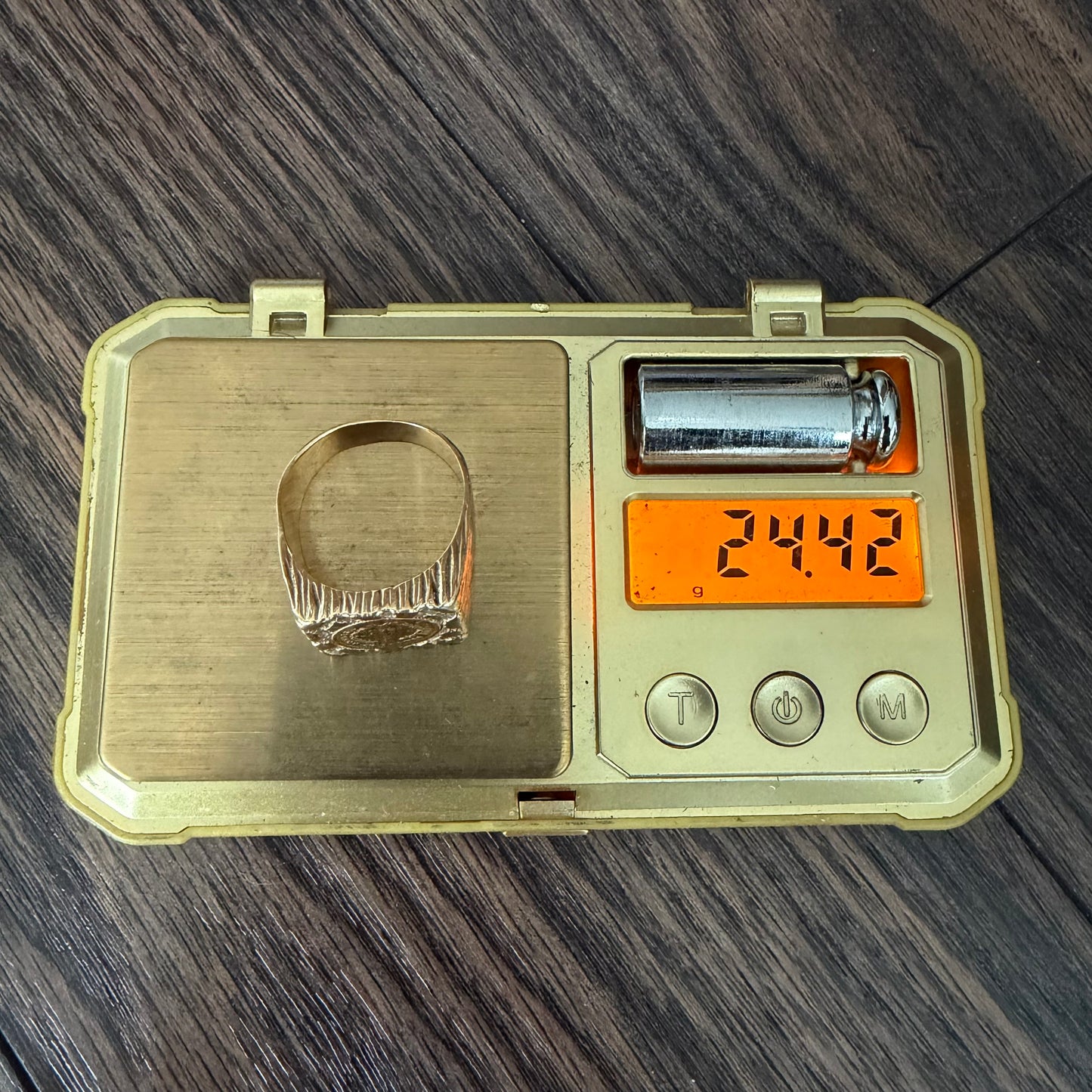 1850 Liberty Head $1 Gold Coin Solid Backed 14k Yellow Gold Heavyweight Nugget Ring (13)