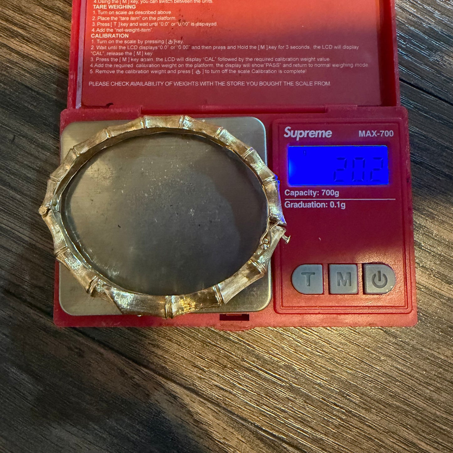 Vintage Designer Made Solid 14k Yellow Gold Bypass Bamboo Hinged Bangle Bracelet (5.75”-6.75”)