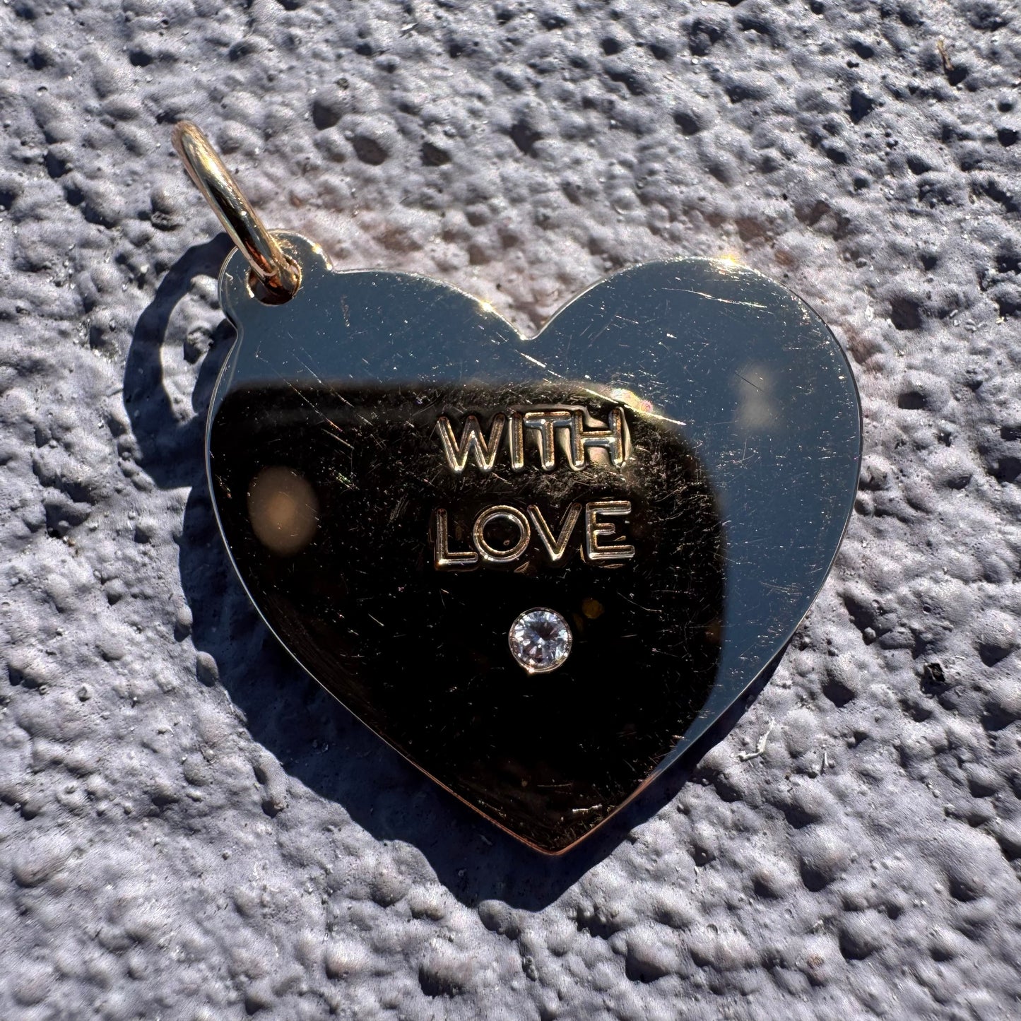 Vintage Tiffany & Co. Solid 18k Gold “With Love” Natural Diamond Heart Pendant