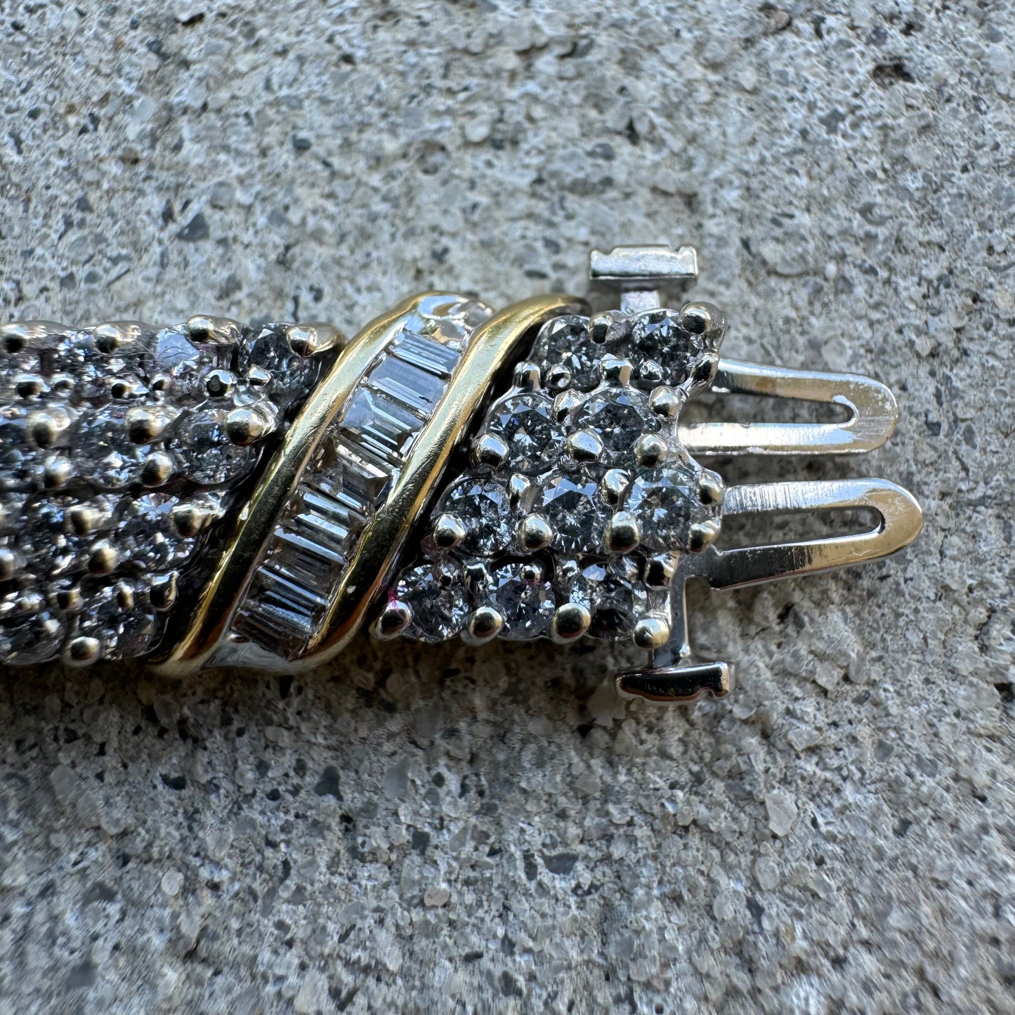 1990’s Two-Tone 14k Gold 7.55CTW Natural Diamond Bracelet (7.15”)
