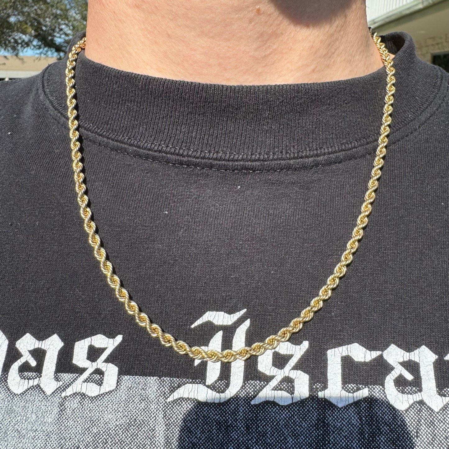 1980’s Solid 14k Yellow Gold Classic Braided Rope Chain Necklace (20.5”)